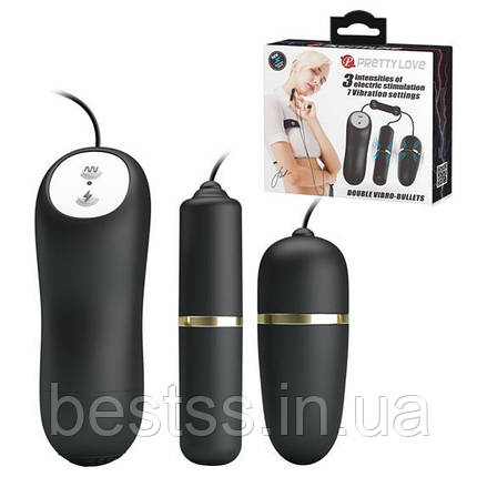 Вібратор - Pretty Love Electric Stimulation Double Vibro Bullet Black, фото 1