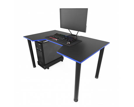 Геймерський ігровий стіл ZEUS™ GAMER-3 чорний-синій, фото 1