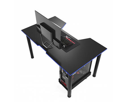 Геймерський ігровий стіл ZEUS™ GAMER-3 чорний-синій, фото 3