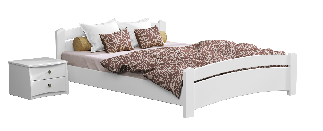 Біле ліжко двоспальне Estella Венеція 160х200 см дерев'яне з бука