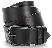 Стильный мужской кожаный классический брендовый ремень для брюк GRANDE PELLE 00772 натуральная кожа Черный