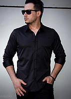 Черная мужская хлопковая рубашка с длинным рукавом из Турции, новинка 2024 года