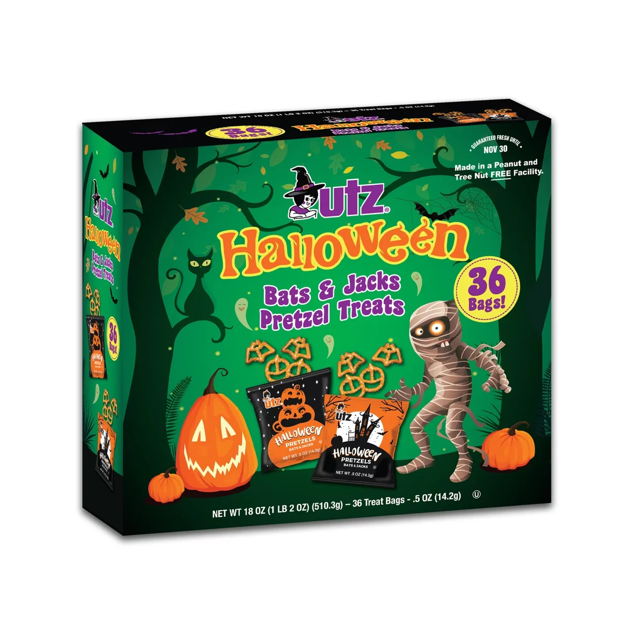 Набір кренделиків Utz Halloween Pretzels Bats & Jacks Treats 510.3g - 36шт