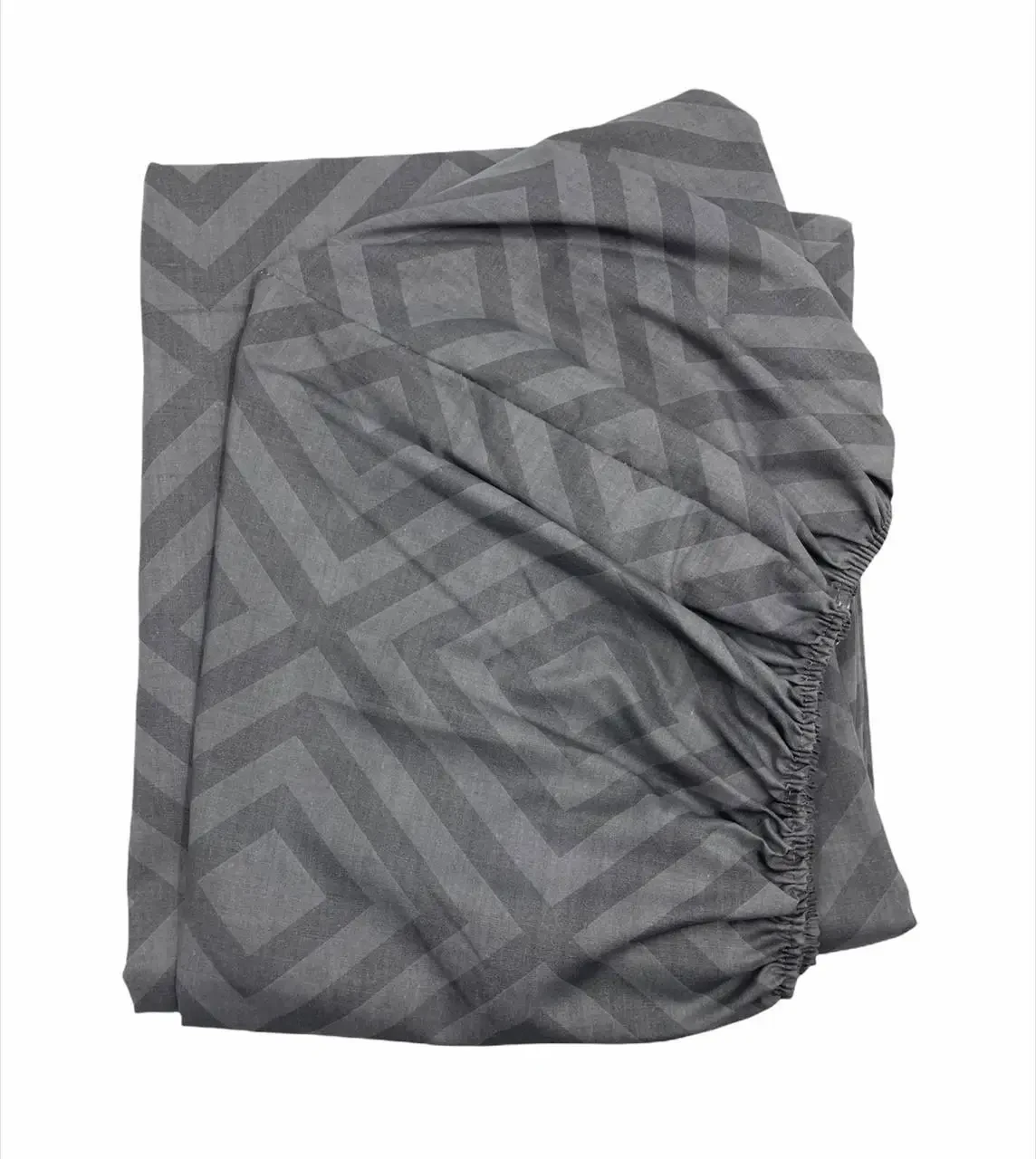 Простирадло на резинці двоспальне "Сірі ромби" | Бязь 160х200 см Сірий, фото 1