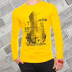 Футболка чоловіча з довгим рукавом BONO р.L (50 р) жовта з принтом 30034360