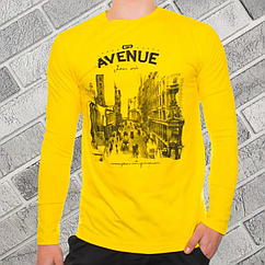 Футболка мужская с длинным рукавом BONO р.S (46 р) желтая с принтом 30034353
