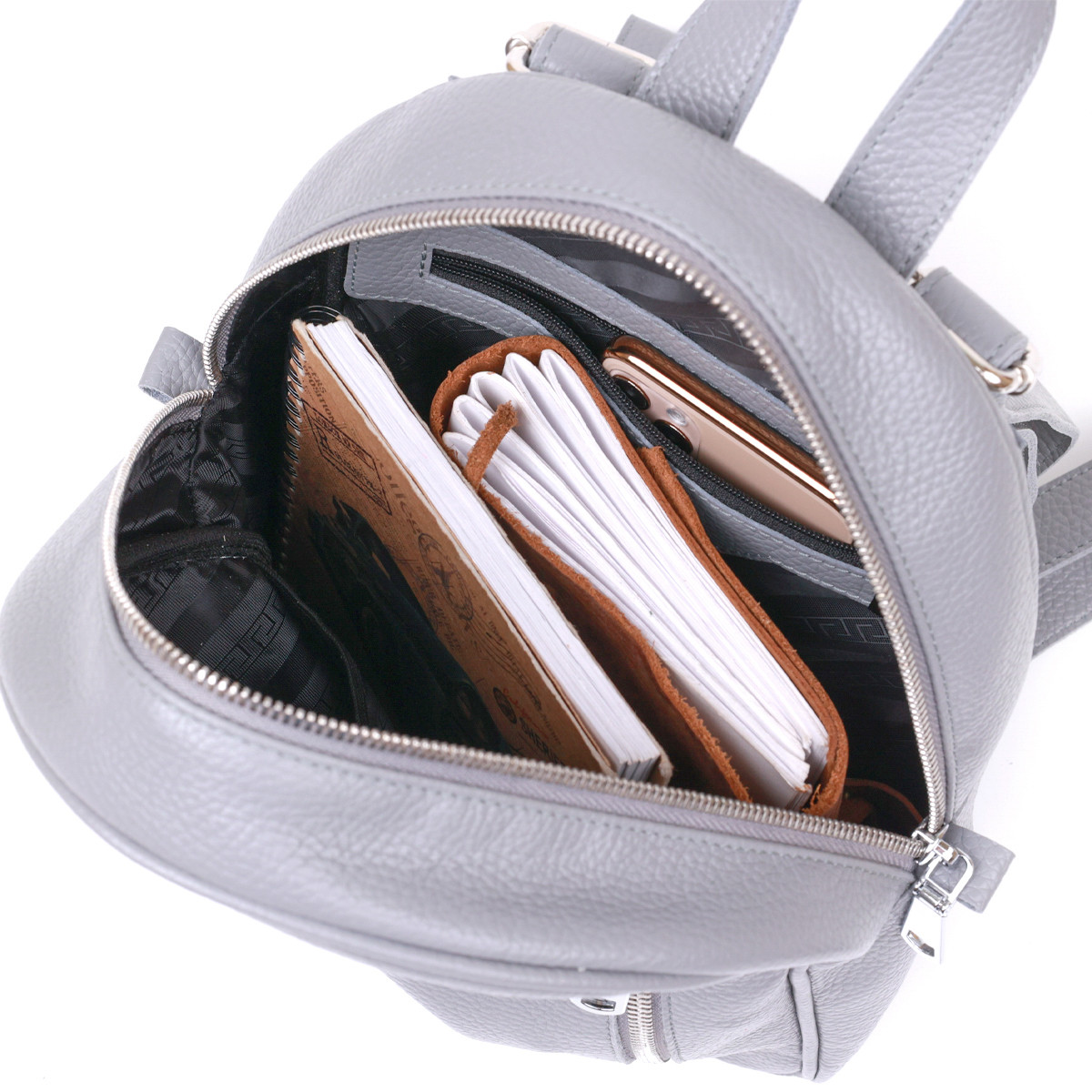 Вместительный, оригинальный, практичный женский мини рюкзак Shvigel 16323 Серый, красивые, стильные рюкзаки - фото 3 - id-p1697731016