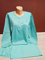 Теплая пижама женская с микроначесом батал Цветочки Вьетнам 46-56 размеры реглан и штаны байка