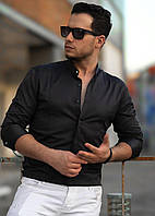 Черная хлопковая мужская рубашка с длинным рукавом из Турции, новинка 2024 года
