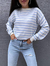 Жіночий светр тельняшка вільного фасону з манжетами (р. 42-46) 9043017