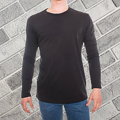 Футболка чоловіча з довгим рукавом BONO р.46 чорна котону 30034682