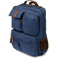 Зручний, якісний, місткий, туристичний рюкзак текстильний дорожній унісекс Vintage 20621 Синій