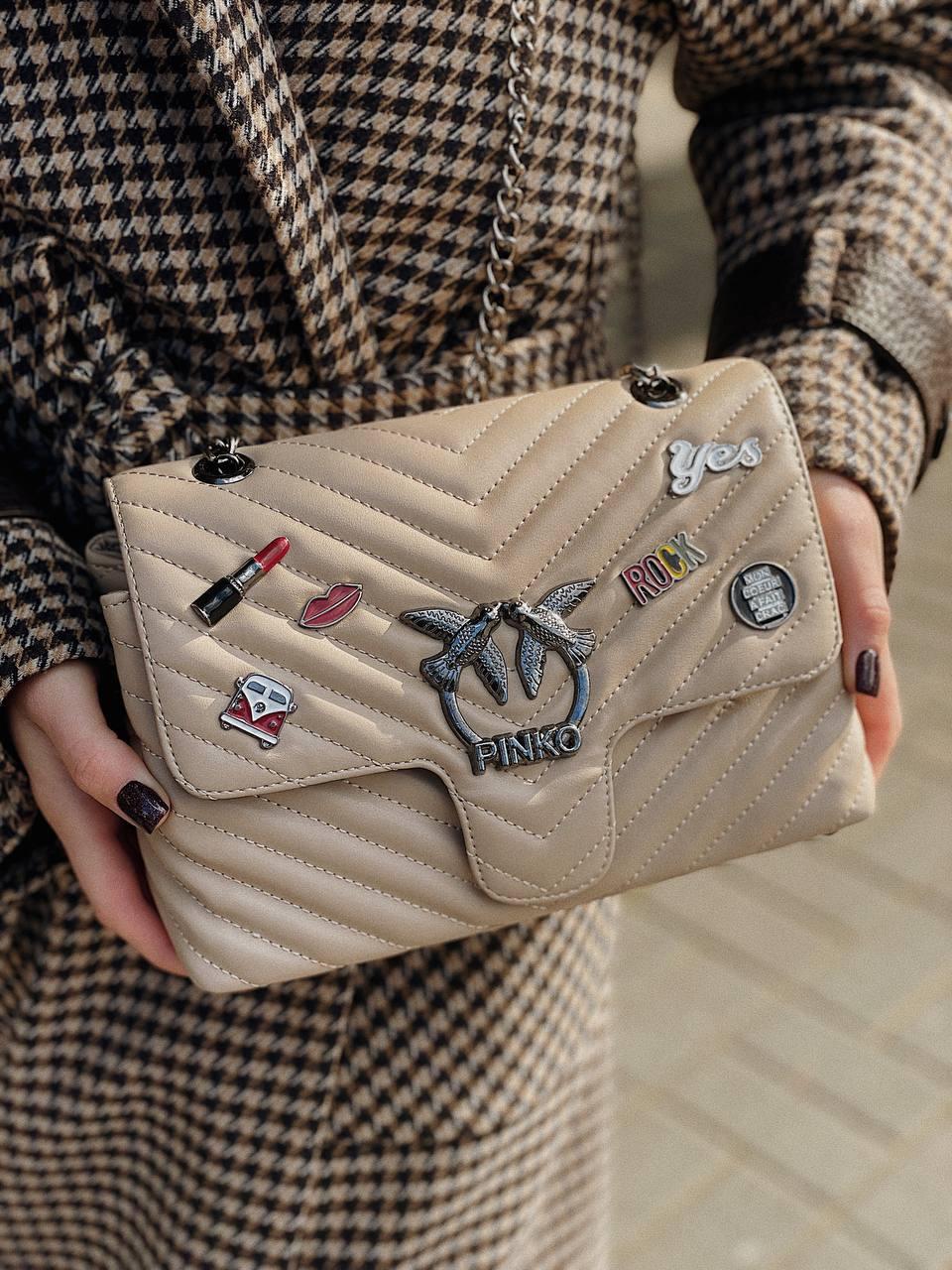Жіноча Сумка Пінко Pinko Rockstar Beige Bag