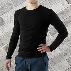 Футболка чоловіча з довгим рукавом BONO (950101) р.48 чорна котонова 30034684