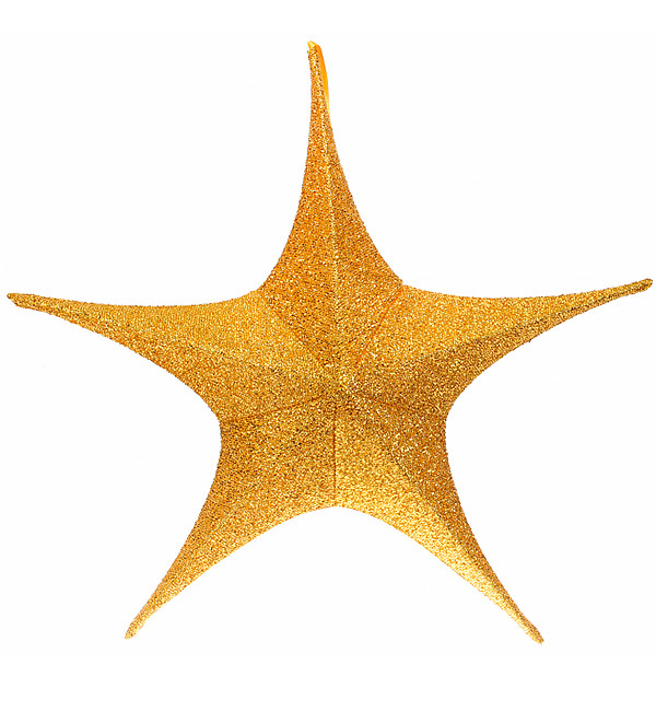 Підвісний декор зірка "Золото", 40 см, матеріал - парча, метал