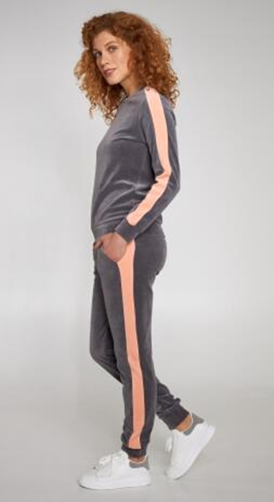 Велюровый костюм  жіночий  c брюками прогулочний Ellen  Aster   LPV 0687\01\01 сірий з пудровим лампасом