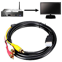 Компонентний Відео Кабель HDMI - 3RCA Тюльпан 1.5 м в Обмотці