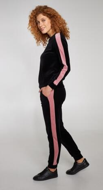 Велюровый костюм  жіночий  c брюками спортивний для прогулянок Ellen  Aster   LPV 0687\01\01 черный з рожевим