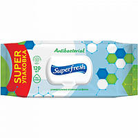 Салфетки влажные "Superfresh" антибактериальные с клапаном 120 шт.