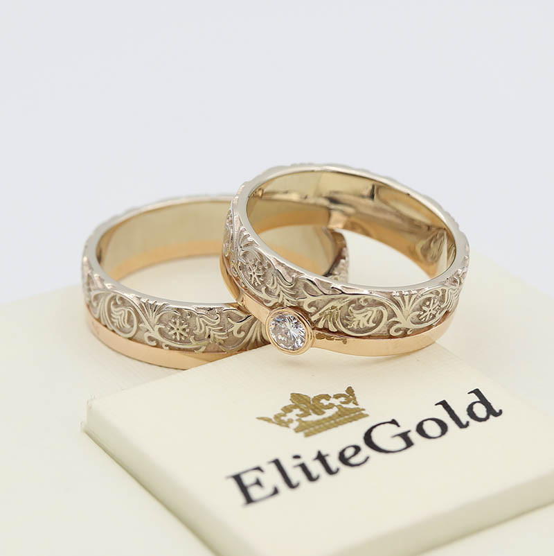 Обручальні кільця з візерунком від EliteGold Verena розміри 17.5 і 20.5 910108782