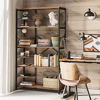 Стеллаж в стиле Loft для офиса или дома из натурального дерева и метала №10
