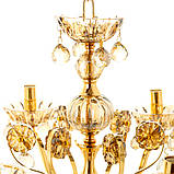 Люстра класична золота з 6 скляними плафонами медового кольору, фото 5