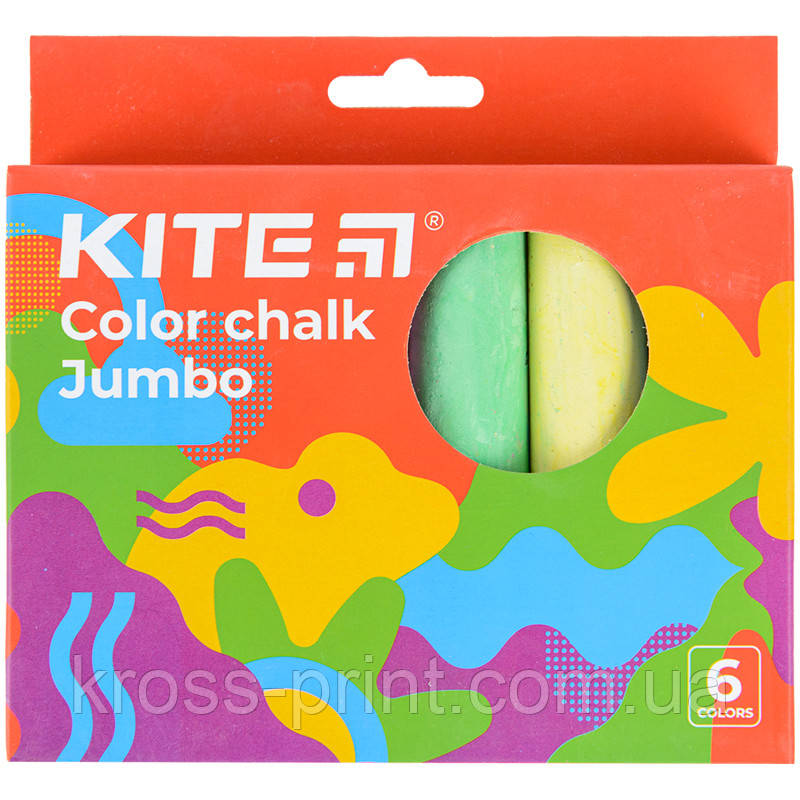 Мел кольоровий Jumbo, 6 цв. Kite Fantasy