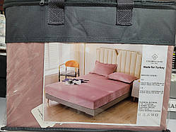 Велюрове простирадло на гумці натяжне з 2 наволочками 180*200