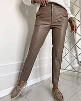 Женские утепленные брюки Ткань эко-кожа на замше Цвета черный,мокко,беж,белый Размеры 42-44,46-48