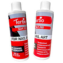 Універсальна рідина Tertio 3 у 1 для знежирення нігтів, зняття липкого шару, очищення пензлів, 200 мл.
