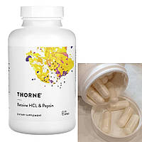 Бетаин гидрохлорид и пепсин Thorne Research Betaine HCL & Pepsin 225 caps