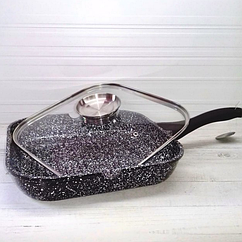 Сковорода-гриль із кришкою антипригарним гранітним покриттям 28 см Edenberg EB-3308