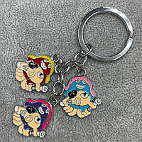 Брелок металевий сріблястого кольору різнобарвні медузи пірати покритий кольоровою емаллю завдовжки 9,5 см