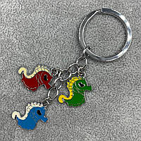 Брелок металевого сріблястого кольору різнобарвні морські ковзани покритий кольоровою емаллю довжина 8,5 см