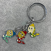 Брелок металевого сріблястого кольору різнобарвні морські ковзани покритий кольоровою емаллю довжина 8,5 см