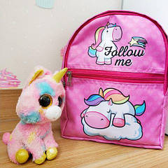 Рюкзак для дівчинки з принтом рожевий 22х28х12 см. BST 1241956