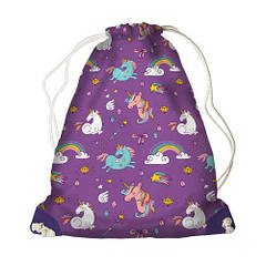 Рюкзак мішок для дівчинки фіолетовий з принтом 26x36 см. BST 1241984