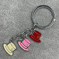 Брелок металевого сріблястого кольору різнобарвні капелюшки зі стразиком покритий кольоровою емаллю довжина 9 см