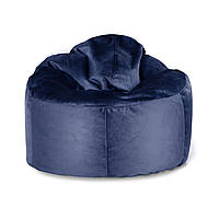 Бескаркасное Кресло мешок пуф со съемным чехлом MeBelle AIR, размер S, износостойкий темно-синий велюр