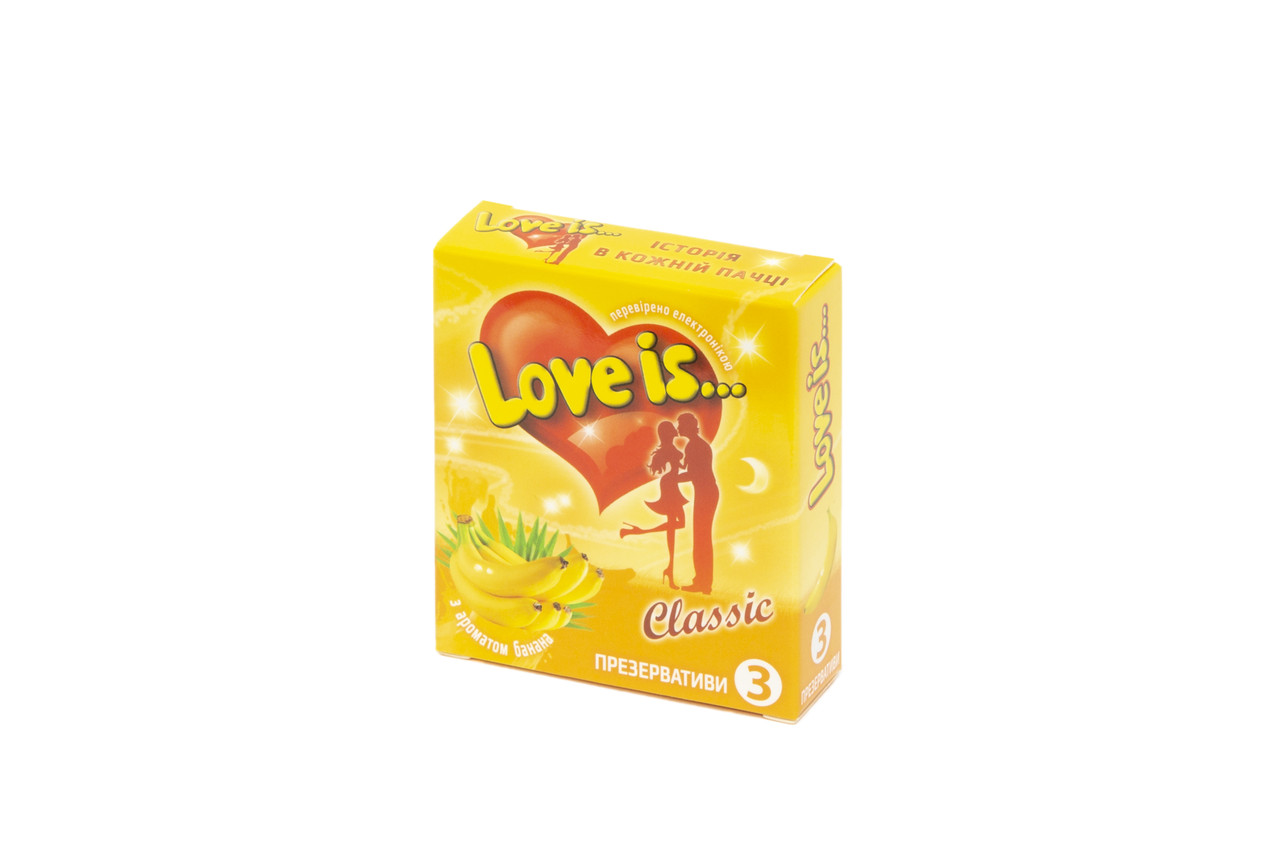 Презервативи Love is... Classic з ароматом полуниці 3 штуки