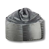 Бескаркасное Кресло мешок груша велюровое со съемным чехлом MeBelle AIR, размер S, износостойкий серый велюр