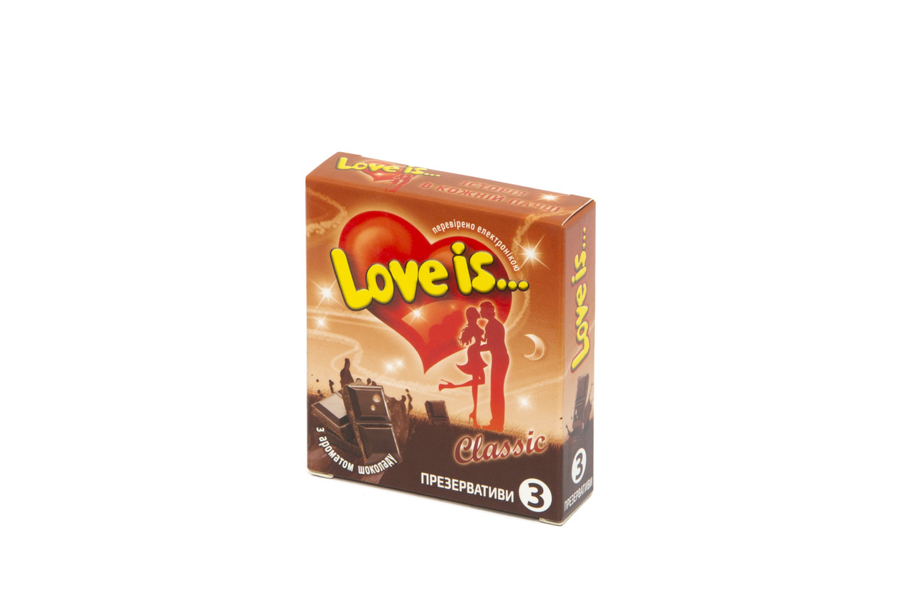 Презервативи Love is… Classic з ароматом шоколаду 3 штуки