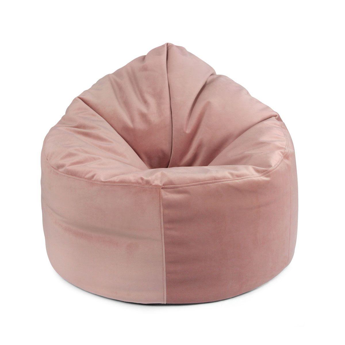 Безкаркасні меблі Крісло-мішок пуф, знімний чохол MeBelle AIR, розмір M, зносостійкий пудрово-рожевий велюр