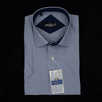 Сорочка чоловіча, приталена (Slim Fit), з коротким рукавом Birindelli в полоску 512495 80% бавовна 20%