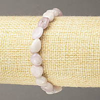 Браслет на гумці з натурального каменю Кунцит галтівка d-8х11мм+- купити біжутерію дешево оптом в інтернеті