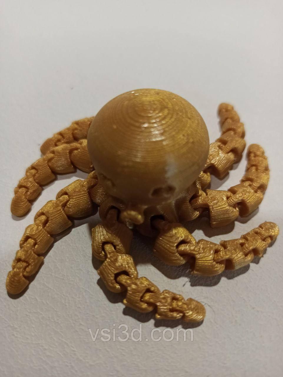 11 см. Рухома іграшка восьминіг. 3D-друк безпечним органічним пластиком. (Подарунок, статуетка, декор) Золотий