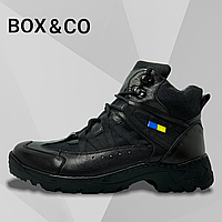 Мужские зимние ботинки Box&Co (Украина) кожаные с кордурой на натуральном меху черные 22090