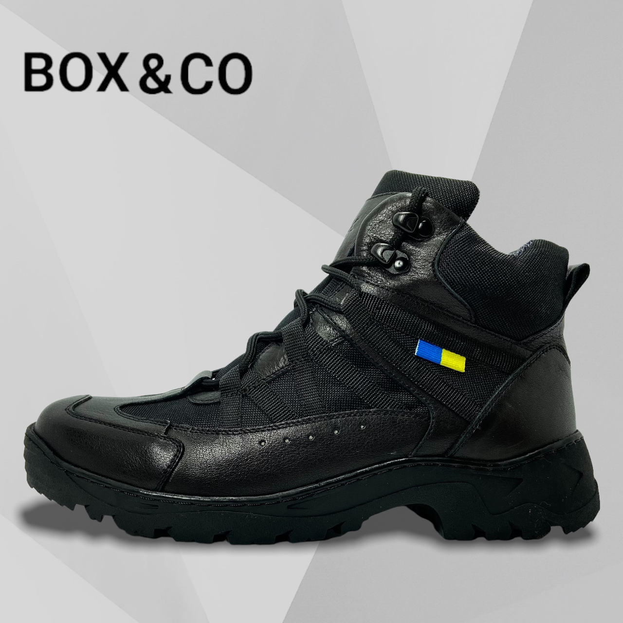 Чоловічі зимові черевики Box&Co(Україна) шкіряні з кордурою на натуральному хутрі чорні 22090