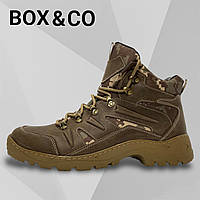 Тактические зимние ботинки Box&Co (Кривой Рог) кожаные с кордурой и натуральным мехом коричневые 22088