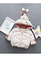 Детская зимняя куртка бежевая, зимняя куртка для девочки бежевая, детская куртка зима
